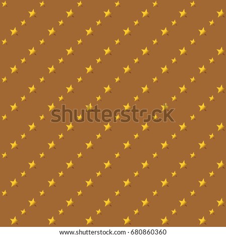 Seamless simple abstract pattern with diagonal raws of gold yellow stars on beage background. Good for surface design, fills, backgrounds, textile, fabric, greeting cards, wrapping paper. Vector 