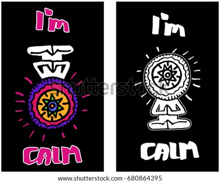 Colored Vector illustration. The symbol of yoga. A man sitting in a lotus pose with a multicolored mandala