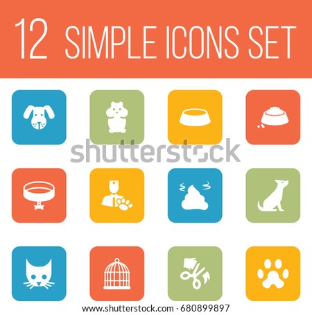 Set Of 12 Mammal Icons Set.Collection Of Veterinarian, Birdcage, Dog And Other Elements.