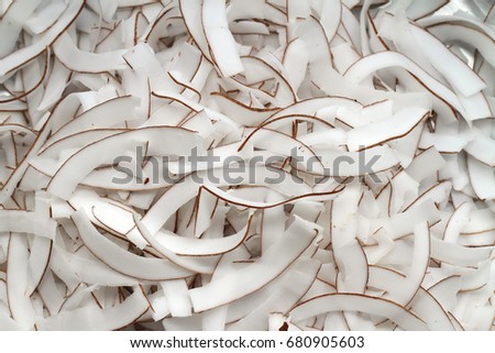 strip coconut flakes background pattern  Royalty-Free Stock Photo #680905603