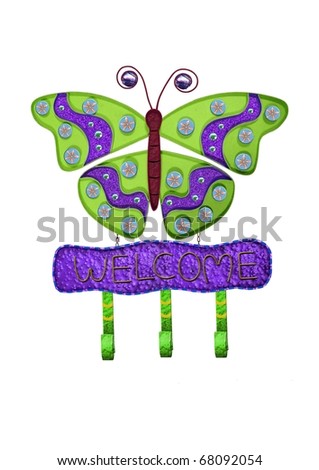 Decorative greetings door card with butterfly