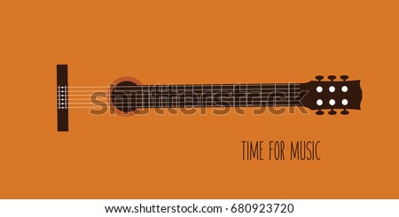 background of modern simple classical guitar vector. flat design classic music cartoon. concept musical. orange acoustic wooden guitar. beautiful melody for concert. concept & creative cover isolated