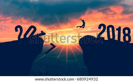 Human Jumping from 2018 to 2019, Happy New year Royalty-Free Stock Photo #680924932