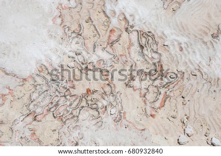 Limestone surface background. Pamukkale travertines. Thermal hot springs.
