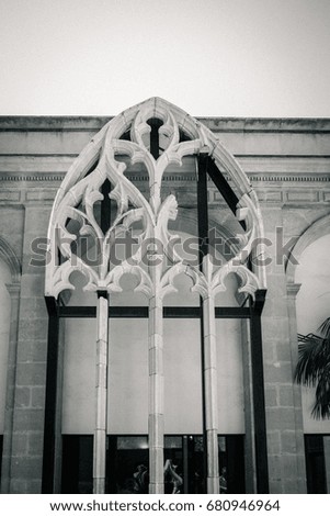 Marble design on a window frame in Seville, Spain, Europe