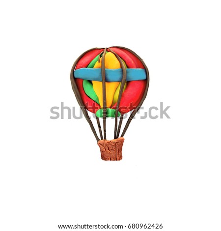 Plasticine  air balloon   sculpture isolated