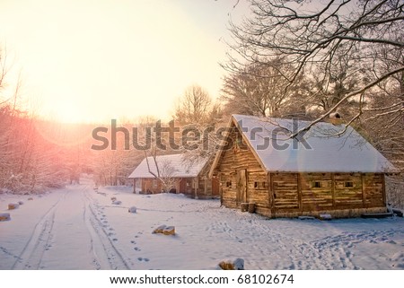 house in snow fairy forest
