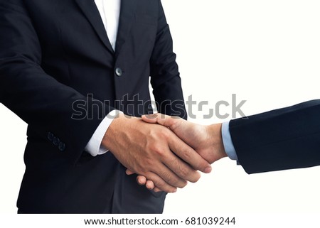 Business people shaking hands. Finishing up a Meeting , isolate on white background , Success. Dealing. Greeting and Partnership concept.