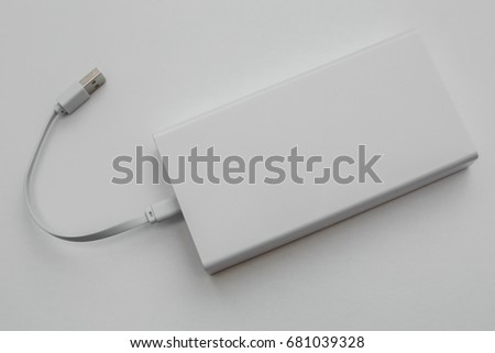 power bank in grey background