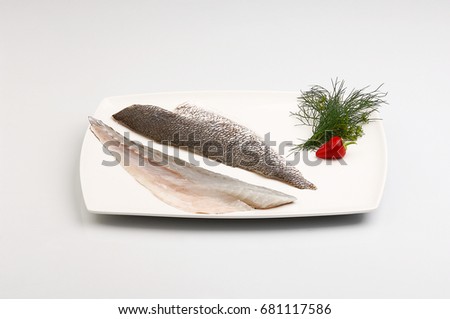 raw fish fillets, isolated on white