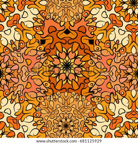 Seamless orange artistic exotic beautiful pattern.