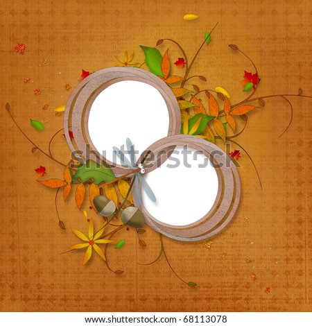 autumn background with two circle frames