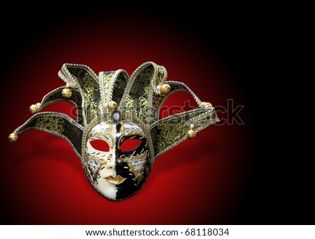 Beautiful carnival mask from venice Italy over dark red background