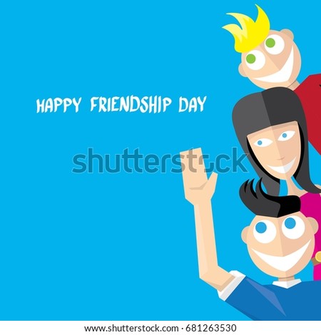 Happy friendship day vector background with hipsters freinds. Best Friends forever concept vector illustration