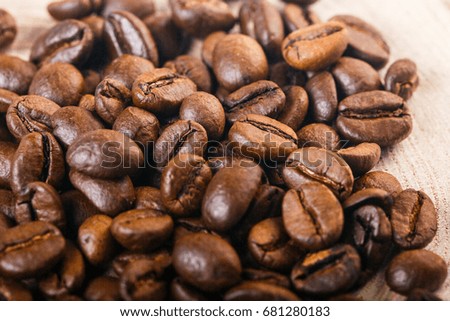 
Coffee beans on a wooden background