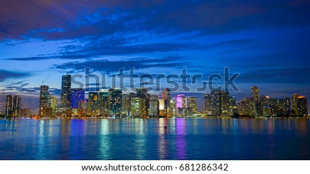 Miami Skyline at Dusk Brickell Bay 