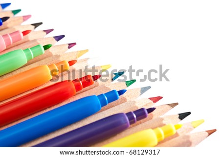 Colored pens isolated on white