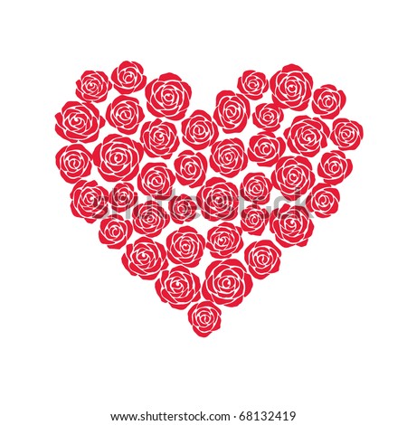 vector heart of red roses