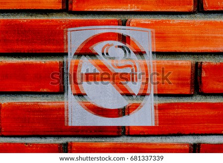 No smoking sign sticker, World No Tobacco Day, No smoking sign on Red brick.