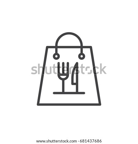 Take away paper food bag line icon, outline vector sign, linear style pictogram isolated on white. Symbol, logo illustration. Editable stroke. Pixel perfect vector graphics Royalty-Free Stock Photo #681437686