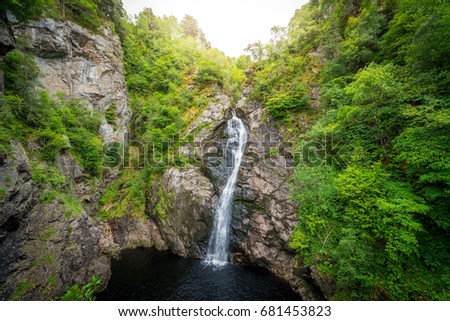 The Fall of Foyers, waterfall on the River Foyers, which feeds Loch Ness, in Highland, Scotland, United Kingdom.