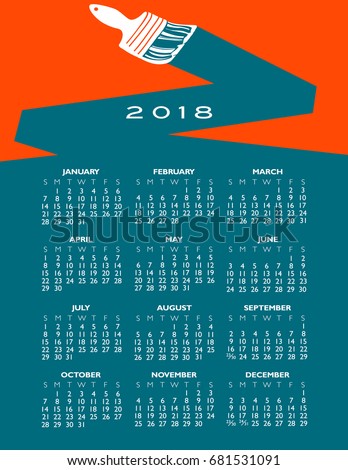 2018 creative painting calendar for print or web