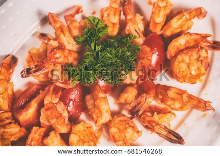 Fried prawns on a plate