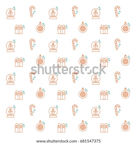 vector christmas pattern with linear icons