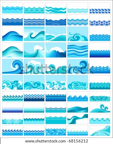 Set from fifty topics with stylized waves