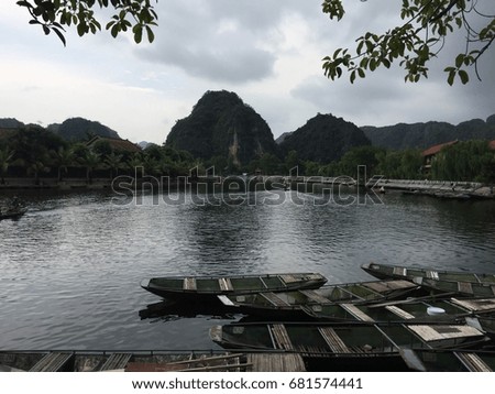 beautiful tranquil lake and mountains in Vietnam