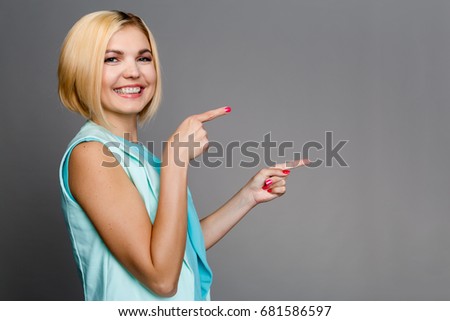 Blonde on clean gray background