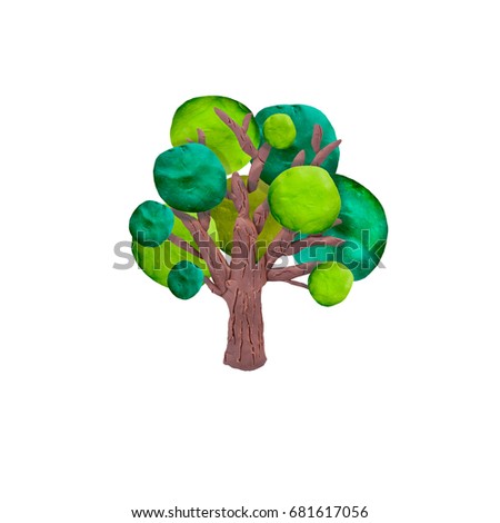 Plasticine  tree   sculpture isolated