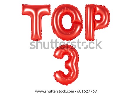 red alphabet balloons, top 3, red number and letter balloon