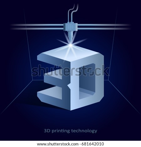 3d printing technology symbol. VECTOR . Royalty-Free Stock Photo #681642010