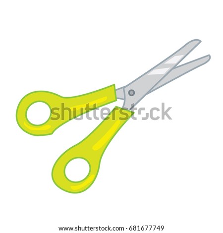 Isolated on white background illustration of color cartoon style vector scissors