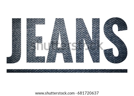 Word jeans made of jeans texture on a white background