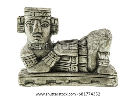 Aztec Chac Mool reproduction isolated over a white background