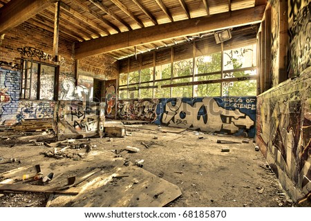abandoned urban warehouse Royalty-Free Stock Photo #68185870