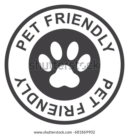 Pet friendly stamp, black isolated on white background, vector illustration. Royalty-Free Stock Photo #681869902