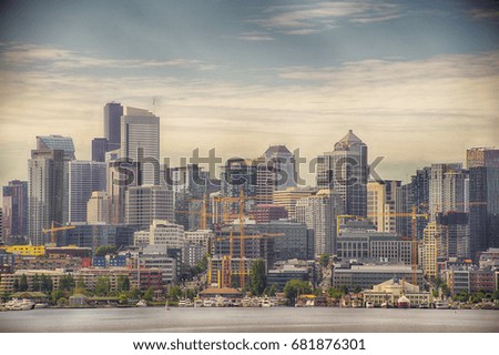 Seattle skyline and Lake Union, Washington