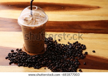 ice espresso on wood floor