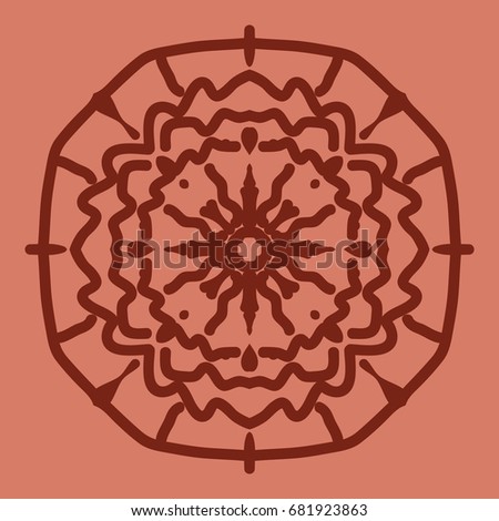 bright background with mandala ornament. vector illustration. brick color