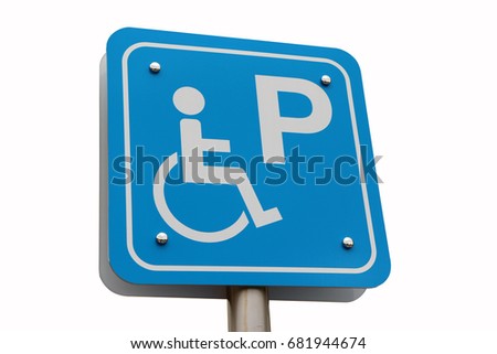 Handicapped sign mark of car parking of disabled isolated on white background. who having a physical or mental condition that limits movements or activities.
