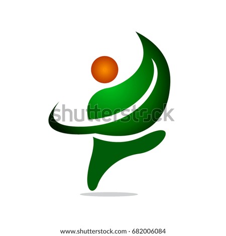 go Happy human nature green health icon logo design inspiration