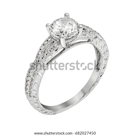 diamond engagement ring ,wedding ring on white isolate