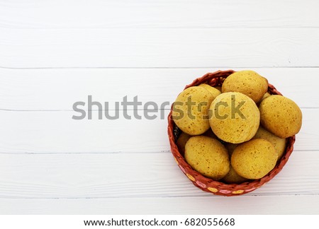 Honey cookies. White background. View from above.