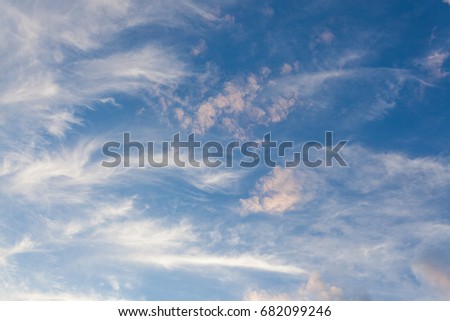 Beautiful cirrus clouds sky scape after sunset