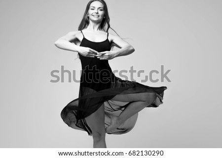 Ballet dancer woman black and white
