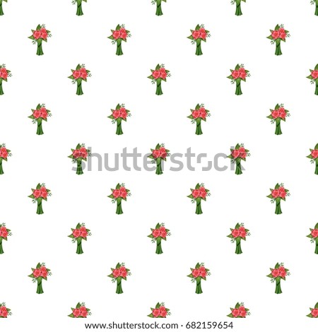 Pink roses bouquet pattern seamless repeat in cartoon style vector illustration