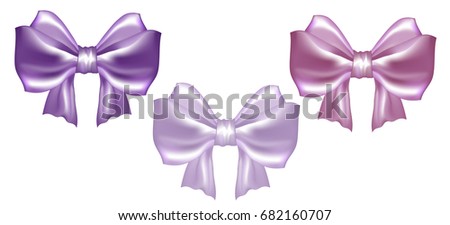Set of three pastel satin bows wedding collection
